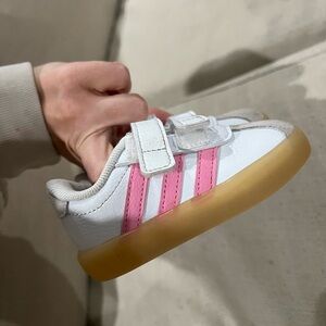 Adidas Kids' White and Pink Velcro Sneakers